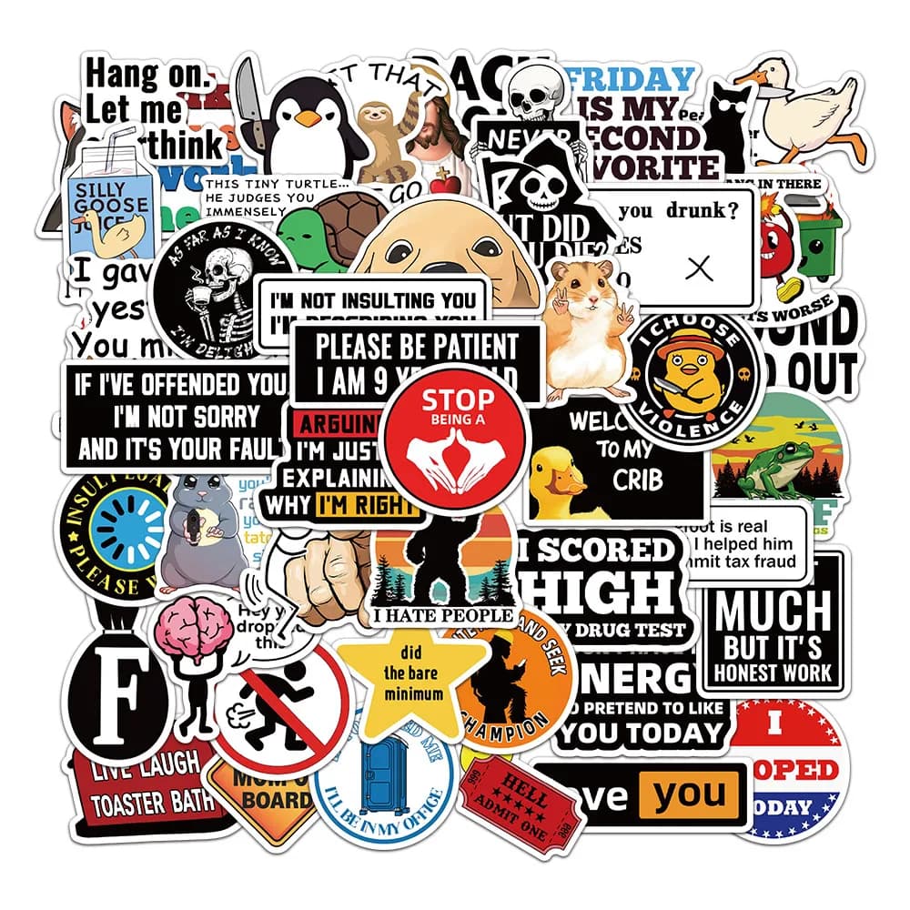 50PCS Prank Meme Stickers Personalized Graffiti Stickers Decorative Luggage Notebook Car Skateboard Stickers