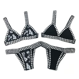Reversible Leopard Handmade Crochet Bikinis Set Black Poolside Swimwear Blue Paisley Luxury Swimsuit maillot de bain femme