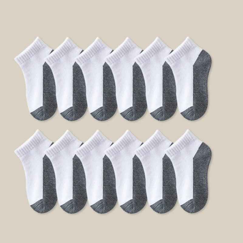 12 Pairs Basic Children's Short Socks - White and Gray Design, Breathable - Suitable for Boys and Girls Back-to-School Season