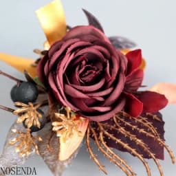Burgundy Silk Rose Artifical Flowers Men Groom Boutonniere Bridesmaid Wrist Corsage Boutonnière Marriage Decoration