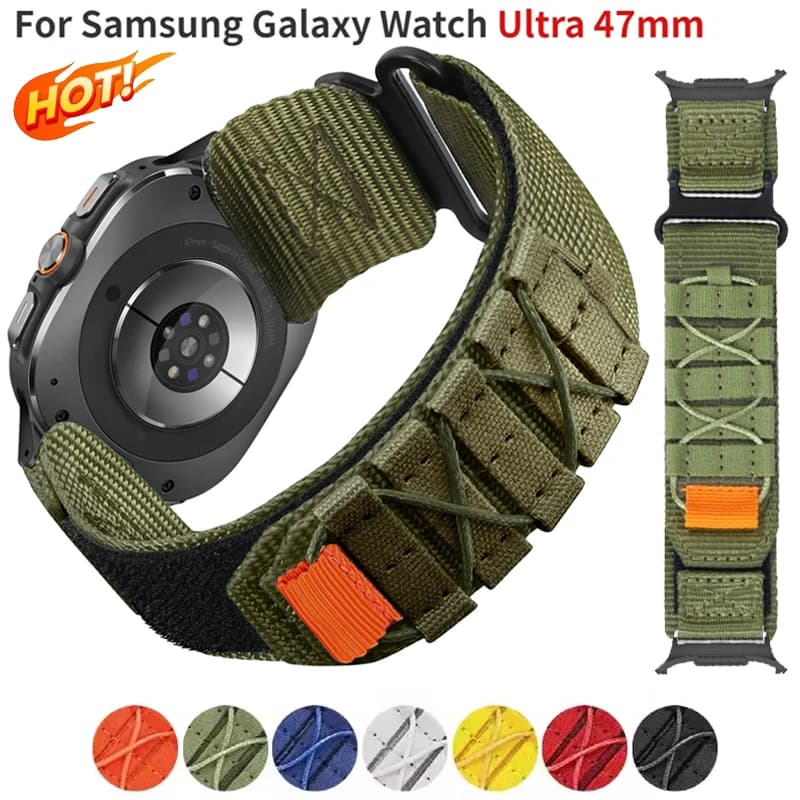 New Tactical Strap for Samsung Galaxy Watch Ultra 47mm Sport Nylon Strap for Galaxy Watch 7 Ultra 47mm women man Woven Bracelet