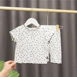 Bear Leader Summer Baby Girls Clothes Love Printed Round Neck Short Sleeve Top+Shorts 2 Piece Set Children's Home Clothing