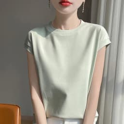 100% Mercerized Cotton O-neck T-shirt Summer Solid Color Sleeve Top Casual And Comfortable Short-sleeved Women's Clothes