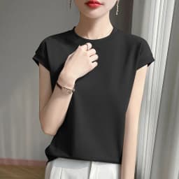 100% Mercerized Cotton O-neck T-shirt Summer Solid Color Sleeve Top Casual And Comfortable Short-sleeved Women's Clothes