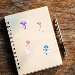 50PCS Set of Tropical Fish Graffiti Stickers Jellyfish Sea Star Shell Coral Stickers Decorative Frame DIY Waterproof Stickers