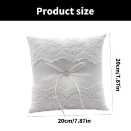 F2TD White Lace Wedding Rings Pillow Bridal Bearer Pillow Vintage Pillow