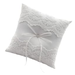 F2TD White Lace Wedding Rings Pillow Bridal Bearer Pillow Vintage Pillow