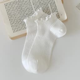Socks For Women Summer New Plain Casual Daily Sweet Ruffle Socks Thin Breathable Hollow Out Fashion Frilly Female Short Socks