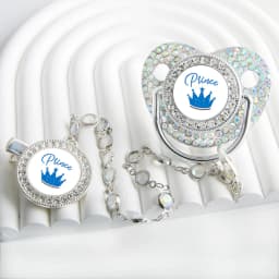 Bling Princess Pacifier With Gem Luxury Weaning Pacifier Baby Nipple With Chain Clip Newborn Prince Baby Dummy Soother