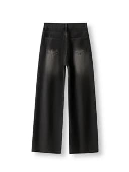 Korean Vintage High Waist Women's Jeans Y2K Slimming Pear-Shaped Loose Straight Bell Bottoms Black Gray Baggy Denim Trousers