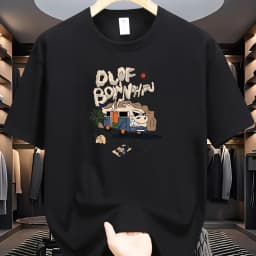 Men's 100% Pure Cotton Summer Loose Size Cartoon Pattern Printed Casual and Comfortable Round Neck Short Sleeved T-Shirt Top