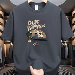 Men's 100% Pure Cotton Summer Loose Size Cartoon Pattern Printed Casual and Comfortable Round Neck Short Sleeved T-Shirt Top