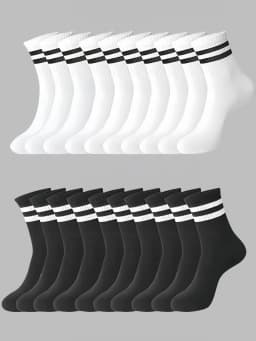 3/ 6 pairs Striped mid-calf socks, crew socks, comfortable and breathable, women's white socks, suitable for daily sports wear