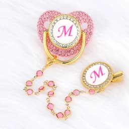 Bling Pacifier With Pink Gem Luxury Weaning Pacifier Baby Nipple With Chain Clip Newborn Baby Dummy Soother