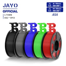 JAYO ASA Filament 1.75mm 3D Printer Filament ASA 5Rolls/set UV/Rain/Heat Resistant Tough 3D Filament 1KG For FDM 3D Printers