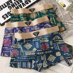 3PCS/Pack 100% Cotton Vintage Print Women's Panties Super Soft Hygroscopic Breathable Underwear High Elastic Waistband Shorts