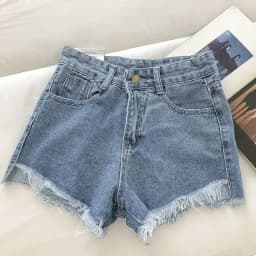 2025 New Summer Women High Wiast Raw Hem Denim Shorts Soild White Black Blue Korean Wide Leg Pants Mon Shorts Jean Shorts