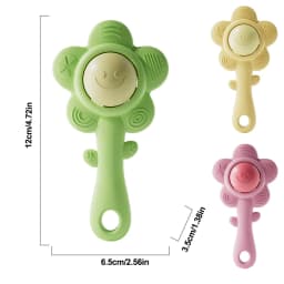 3-in-1Baby Teething Rattle with Chewable Gripper&Shaker Sensory Toy to Boost Vision/Hearing Unisex Gift for Birthdays/Holidays