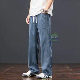 Autumn Soft Lyocell Fabric Pants Men Baggy Straight Wide Leg Pants Elastic Waist y2k Jogging Casual Trousers Plus Size 5XL
