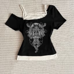 Y2k Aesthetic pattern Vintage Basic Tees Ladies Clothes Retro Graphic Top Short Sleeve Casual T Shirt for Women Millennium style