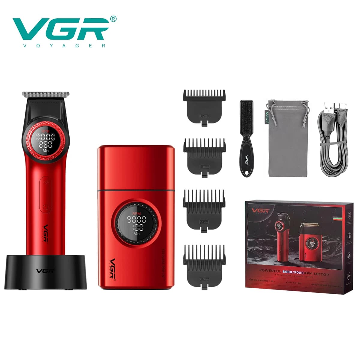VGR 977 377 new hair trimming set, high-end men's hair clipper, intelligent shaver, whitening device, multifunctional electric c