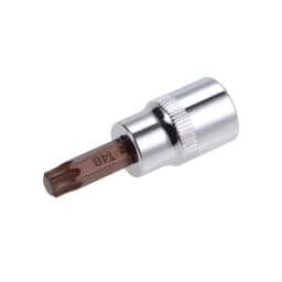 3/8-Inch Drive Bit Sockets Torx T20/30/40/45/50/55/60 S2 Steel 48mm Length Brass Silver Tone DIY Automotive Repairs Hand Tool