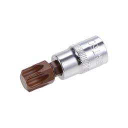 3/8-Inch Drive Bit Sockets Torx T20/30/40/45/50/55/60 S2 Steel 48mm Length Brass Silver Tone DIY Automotive Repairs Hand Tool