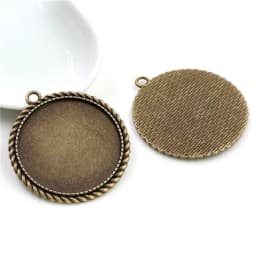 5pcs/lot 35mm Inner Size Antique Bronze and Silver colors plated Vintage baroque Style Cabochon Base Setting Charms Pendant