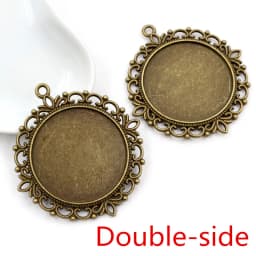 5pcs/lot 35mm Inner Size Antique Bronze and Silver colors plated Vintage baroque Style Cabochon Base Setting Charms Pendant