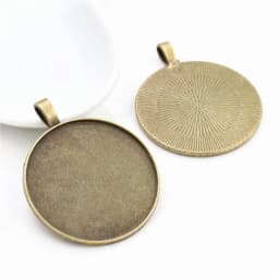 5pcs/lot 35mm Inner Size Antique Bronze and Silver colors plated Vintage baroque Style Cabochon Base Setting Charms Pendant