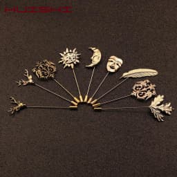 HUISHI Vintage Brooch Men Women Jewelry Accessories Gold Slivery Vintage Shape Suit Brooch Pin For Wedding Fashion Jewelry Retro