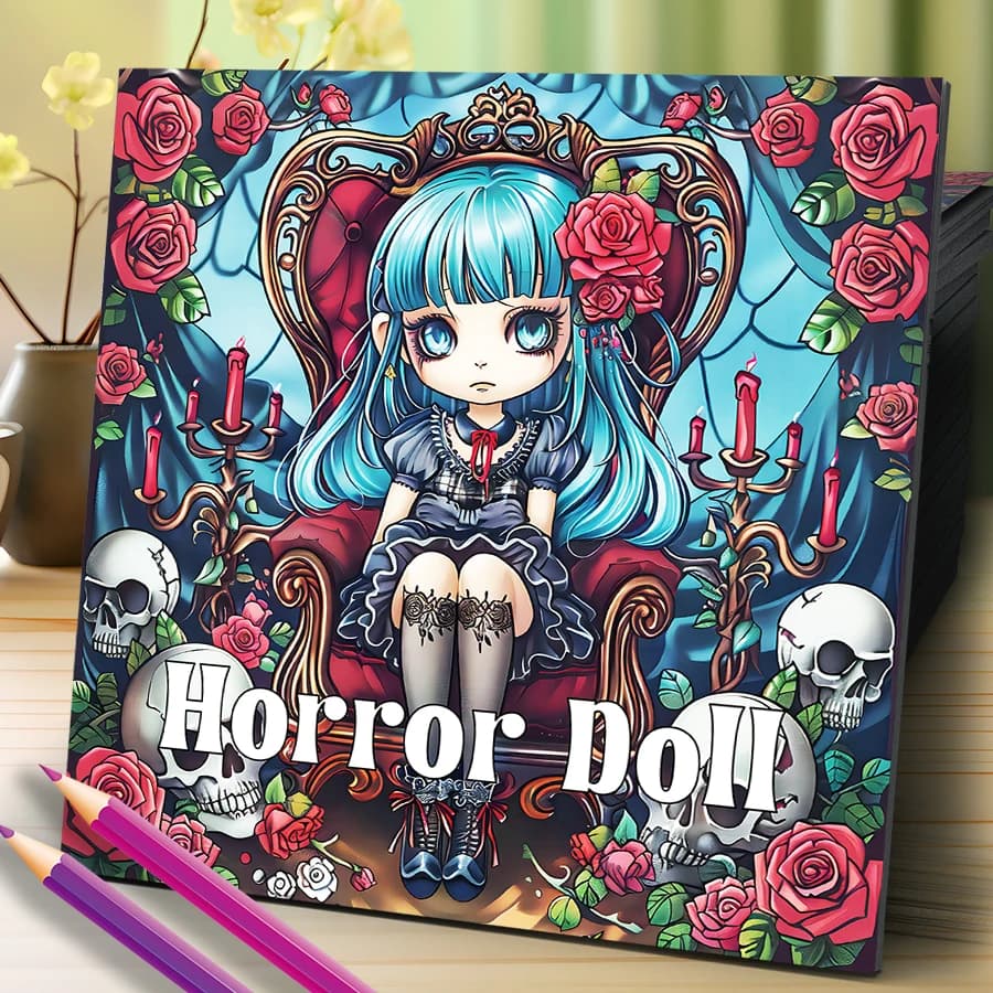 Horror Doll Coloring Book 20Page Gift For Birthday Party Relieve Stress Kill Time Graffiti Painting Drawing Adult Picture Books