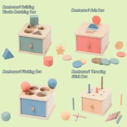 Baby Object Permanent Box Montessori Wooden Toy Color Sorting Shape Matching Box Coin Ball Drop Sensory Box Fine Motor Skills To