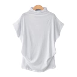 Ladies' New Trendy Fashion Solid Color Soft Turtleneck Top High End Basic Daily Commute Thin Short Sleeve Pleated Clothing