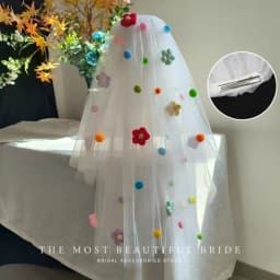 New Colorful Wedding Veils with Clip Sweet Pompom Mesh Tulle Butterfly Photo Props White Veil Bridal Veils Headdress Accessories
