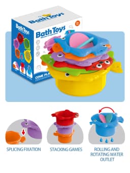 Baby Bath Toys, Stacking Cup Toddler Toy Random Colors Ocean Stacking Tower Bathtub Water Beach Play Bathroom Game Gifts
