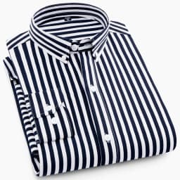Hot New Men's Formal Shirts Long Sleeve Anti-Wrinkle Office Striped Fashion Business Male Social Plaid Shirt Work Men Clothing
