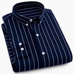 Hot New Men's Formal Shirts Long Sleeve Anti-Wrinkle Office Striped Fashion Business Male Social Plaid Shirt Work Men Clothing