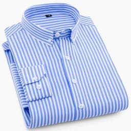Hot New Men's Formal Shirts Long Sleeve Anti-Wrinkle Office Striped Fashion Business Male Social Plaid Shirt Work Men Clothing