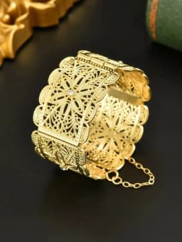 Ethnic Trendy Adjustable Gold Plated Bridal Bangles Wide Cuff Bracelets for Women Middle East Wedding Jewelry Festival Gift
