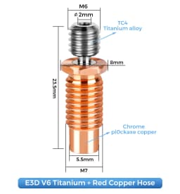 High Quality E3D V6 Throat V5 3D Printer Parts CR10 Bi-metal Heatbreak Copper Plated MK8 Throats For Kobra 2 Series CR10S CR6 SE