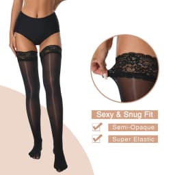 1 Pair Women's Shiny Silky Stockings Horse Oil High Tights With Silicone Lace Top Summer Sexy Elastic High Socks