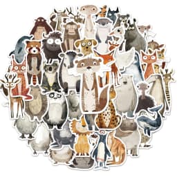 50PCS Weird Animal Watercolor Graffiti Stickers DIY Luggage Skateboarding Motorcycle Waterproof Stickers