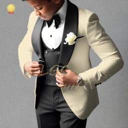 Boys’ Beige 3-Piece Suit with Classic Modern Comfortable Tailoring, Ideal for Weddings, Banquets, Birthdays & Performances