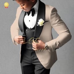 Boys’ Beige 3-Piece Suit with Classic Modern Comfortable Tailoring, Ideal for Weddings, Banquets, Birthdays & Performances