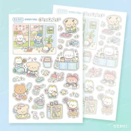Cute Cartoon Animal Bear Stickers Handbook Diary Planner Notebook Scrapbook Stationery DIY Decorative Waterproof Stickers