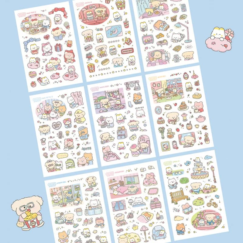 Cute Cartoon Animal Bear Stickers Handbook Diary Planner Notebook Scrapbook Stationery DIY Decorative Waterproof Stickers