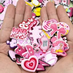 1/30PCS Pink Style Shoe Charms for Girls,Pink Bunny Heart Pin Buckle Accessories for Shoes,Sandals Clog Buckle Decoration