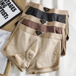 3PCS/Pack 100% Cotton Solid Striped Men's Panties For 40-100kg Breathable Mesh Crotch Underpants High Elastic Waistband Boxers