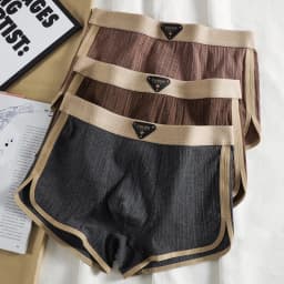 3PCS/Pack 100% Cotton Solid Striped Men's Panties For 40-100kg Breathable Mesh Crotch Underpants High Elastic Waistband Boxers